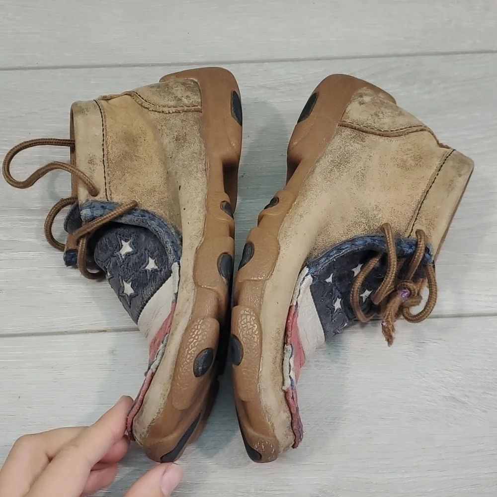Twisted X Kids Boys Moc Hi Top American Flag Driving Shoes sz 12
